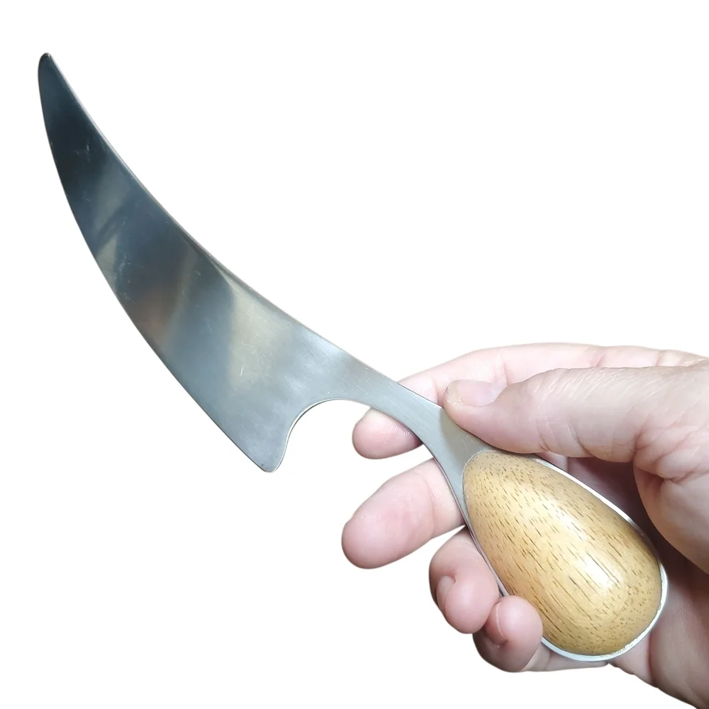 MCM Stainless Steel Cheese Knife with Wooden Teardrop Handle